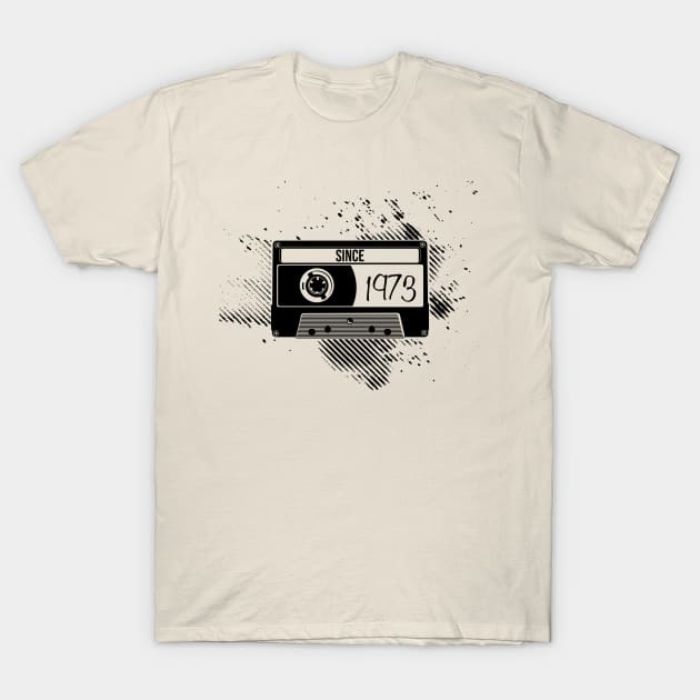 1973s Vintage, 73s Black Cassette T-Shirt by Degiab